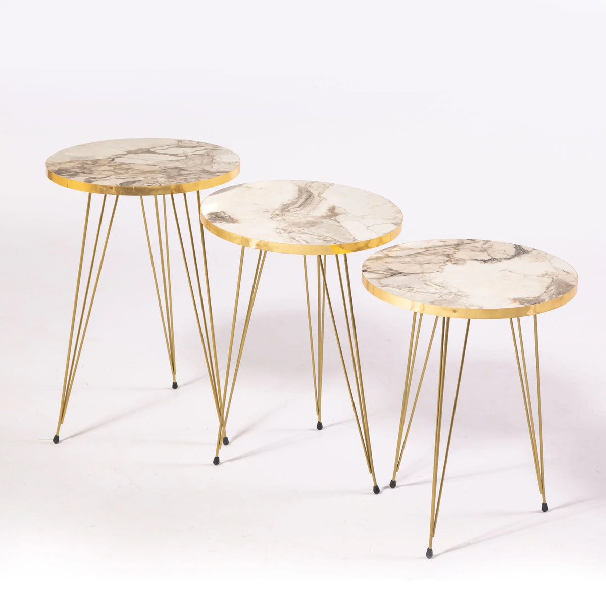 3-Piece Coffee Table Set – With Metal Frame & Waterproof Laminated Top