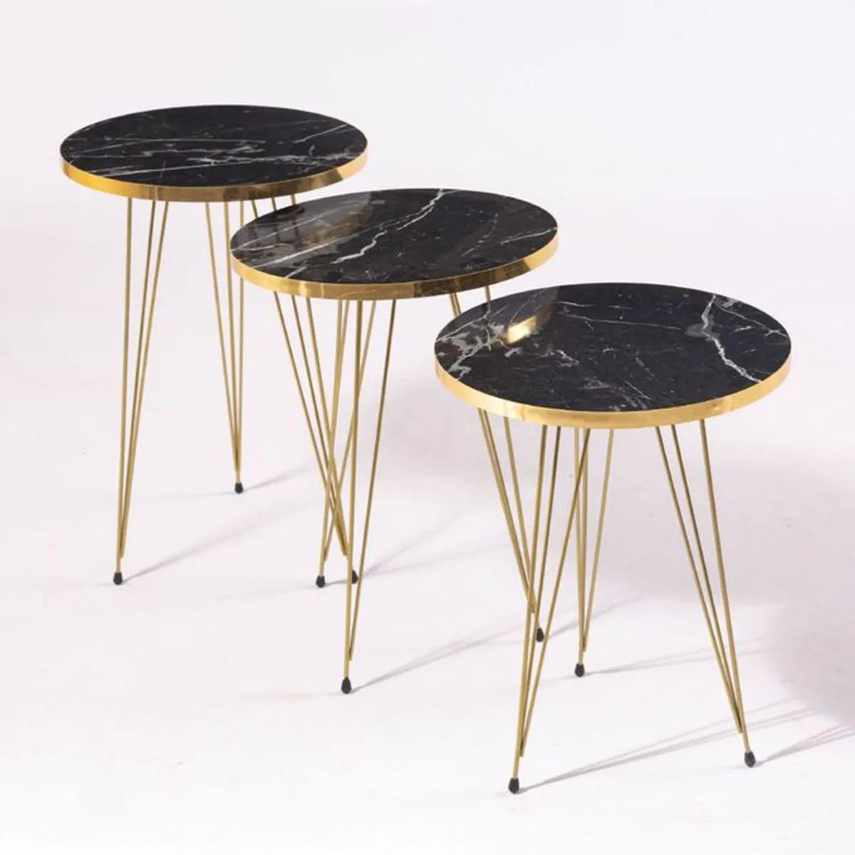 3-Piece Coffee Table Set – With Metal Frame & Waterproof Laminated Top